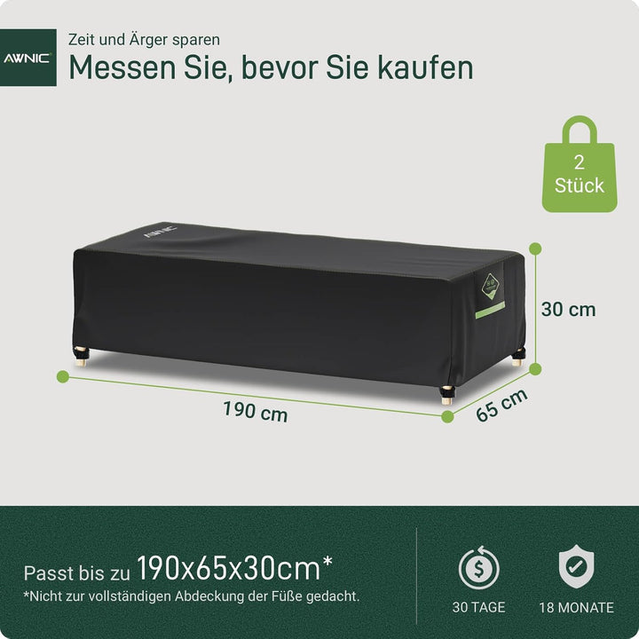 Awnic 2 Stück Gartenliege Abdeckung Wasserdicht 420D Oxford Stoff - Liegestuhl Abdeckung für Garten