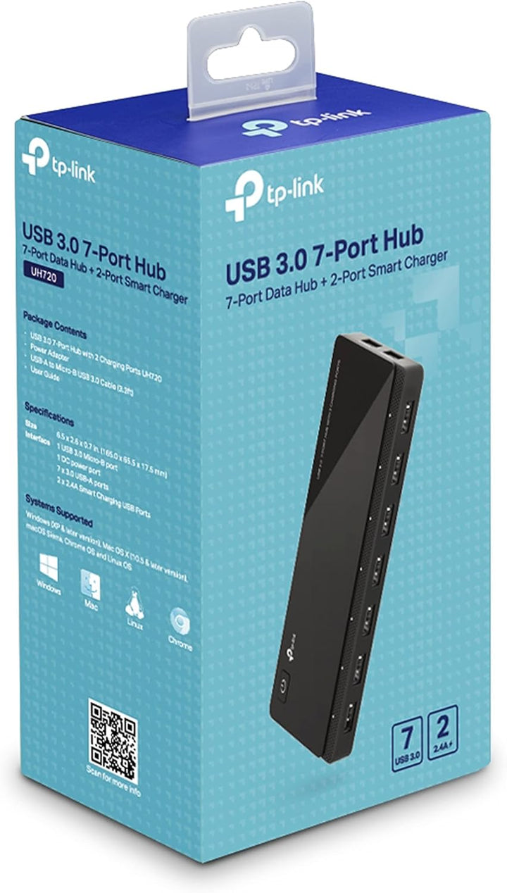 TP-Link UH720 7-Port USB 3.0 HUB + 2 Ladeports (2,4A) für Tablet und Smartphone, inklusive Netzadapt