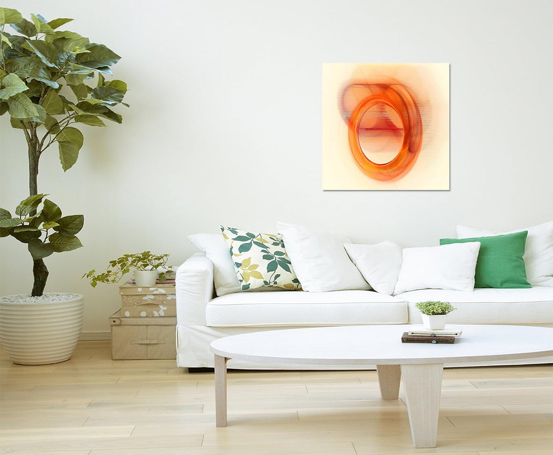 Paul Sinus Art Abstraktes Bild auf Leinwand beige orange weinrot Abstrakt102- dekorativer Einteiler