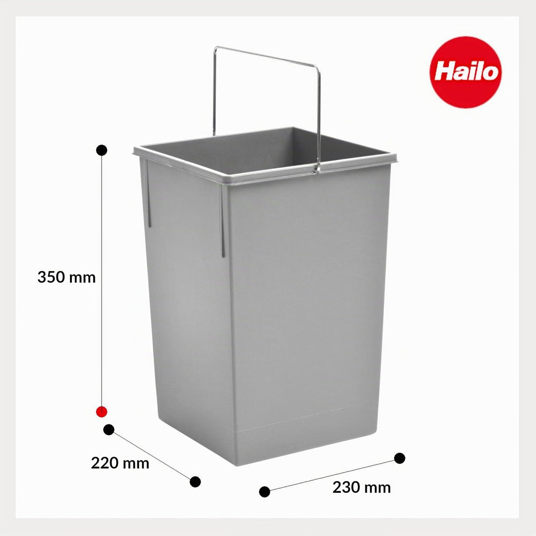 Hailo Inneneimer 1080979 | 15L Abfalleimer hellgrau | Kunststoff Eimer mit Henkel für Tandem &amp; Terze
