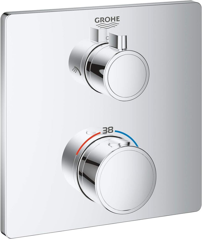 GROHE Grohtherm Thermostat-Brausebatterie (2-Wege-Umstellung, Sicherheitssperre bei 38°C, langlebige