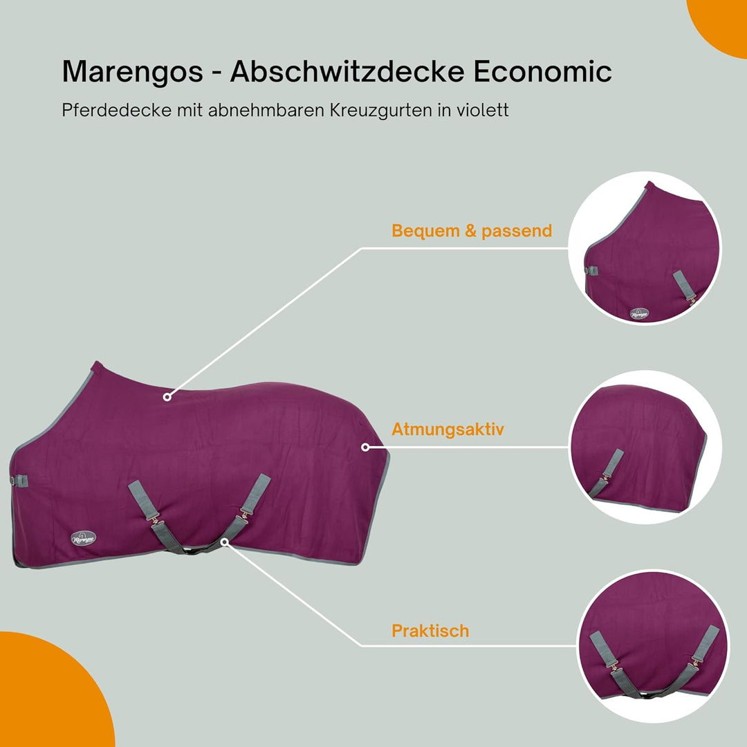 Marengos Abschwitzdecke mit Kreuzgurt (abnehmbar) Economic violett Violett 115cm, Violett 115cm