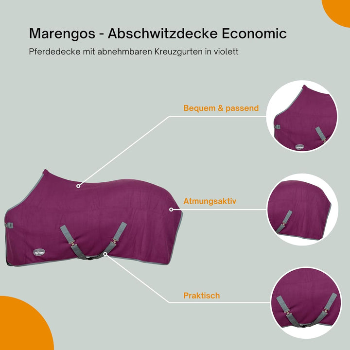 Marengos Abschwitzdecke mit Kreuzgurt (abnehmbar) Economic violett Violett 115cm, Violett 115cm