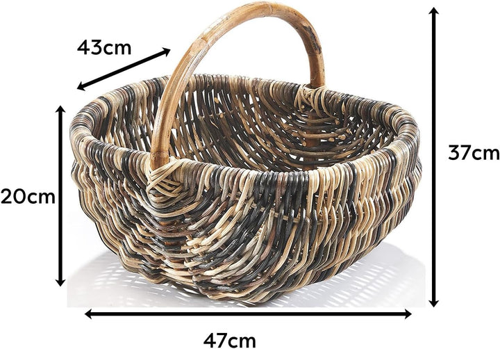 Kobolo Einkaufskorb Korb Rattankorb geflochten - Rattan - multicolor dunkelbraun