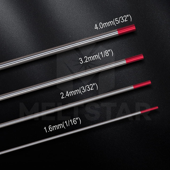 MELTSTAR WT20 Rot 2% Thoriumoxid WIG Wolframelektrode Elektrode Ø3.2 x 175MM 10 Stück Ø3.2 x 175MM R