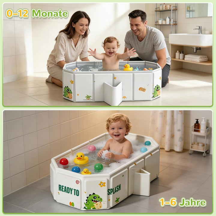 Faltbare Badewanne für Kinder &amp; Babys von 0–6 Jahren Platzsparend und Leicht, Kinderplanschbecken fü