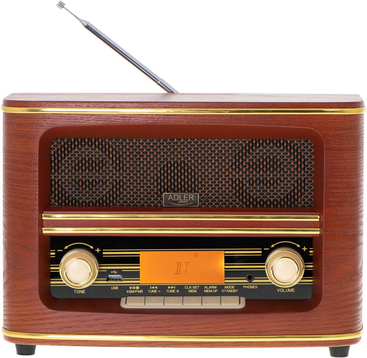 Retro-Radio FM Bluetooh 5.0 USB und Aux Wecker Apag. Autom.FABRILAMP