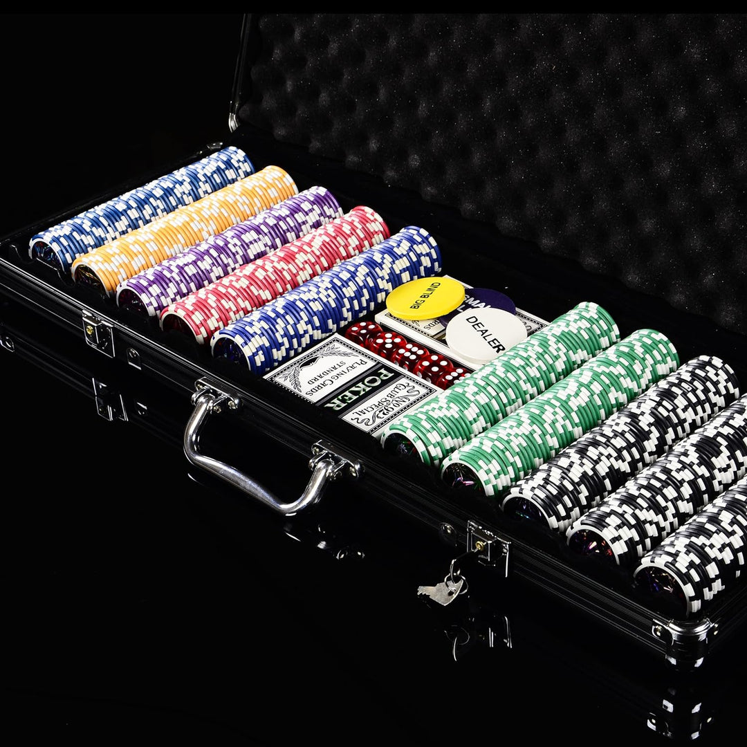 Pokerkoffer Black Edition mit 500 abgerundeten Ocean Champion Chips hochwertige Metallkern Jetons 12