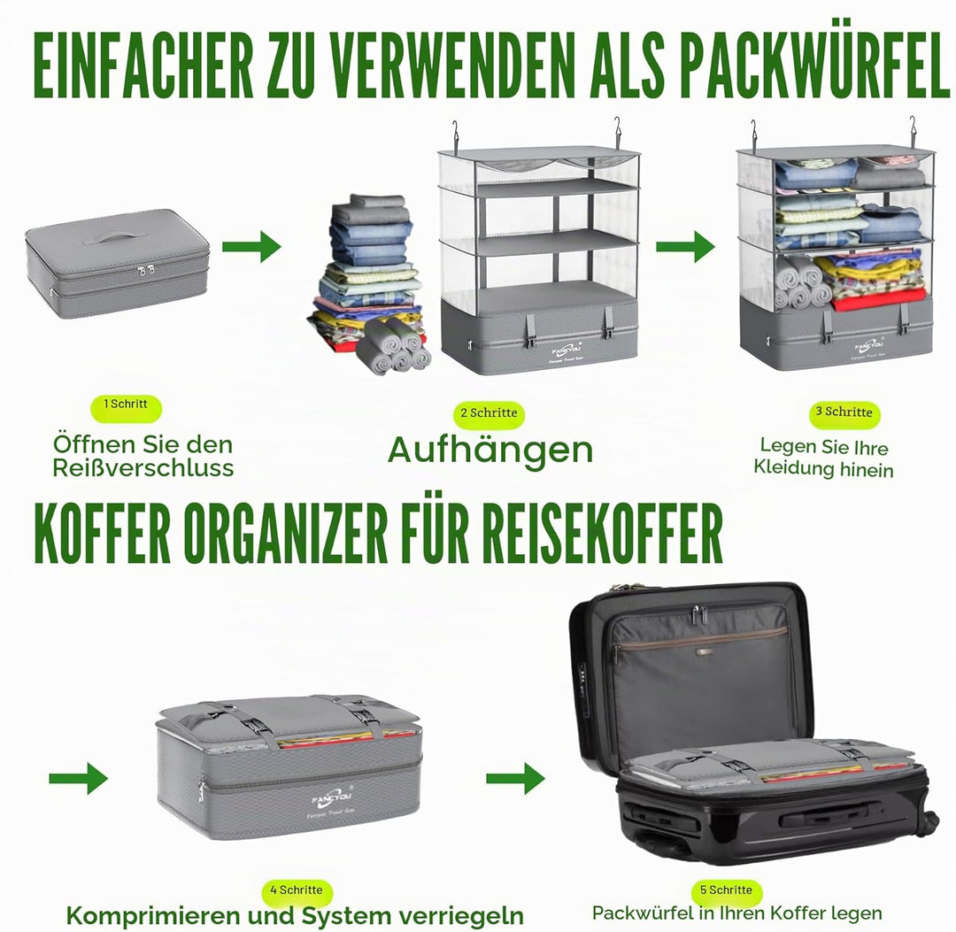 Koffer Organizer Hängende Verpackung Würfel Tragbare Schrank Regale Kompressive Reisegepäck Essentia