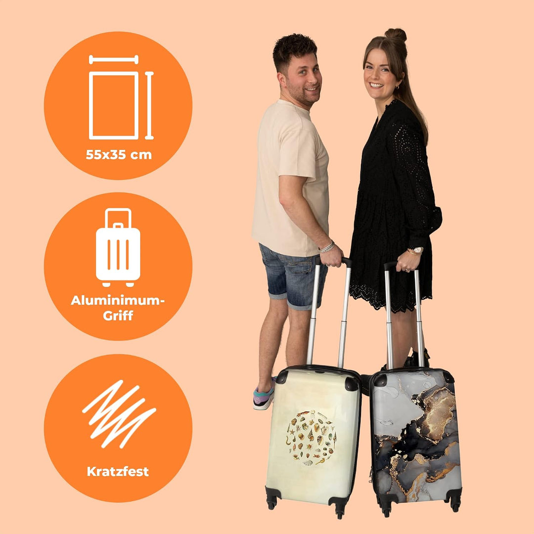 NoBoringSuitcases.com® Koffer Handgepäck Trolley Rollkoffer Kleine Reisekoffer mit 4 Rollen - Vintag