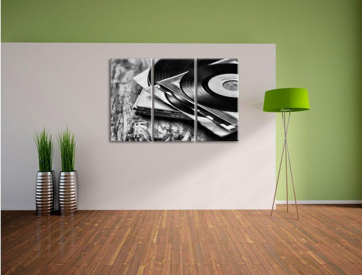 Pixxprint Mixtape, Schallplatte, DJ als Leinwandbild/Grösse: 3 Teilig (120x80) cm/Wandbild/Kunstdruc