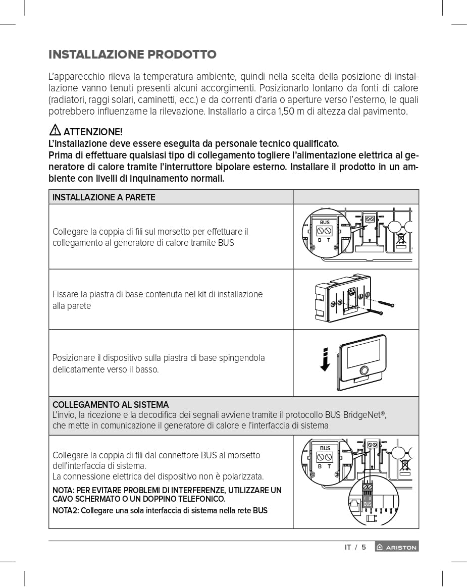Ariston SENSYS HD 3319467 Systemmanager mit Kabel, Weiss