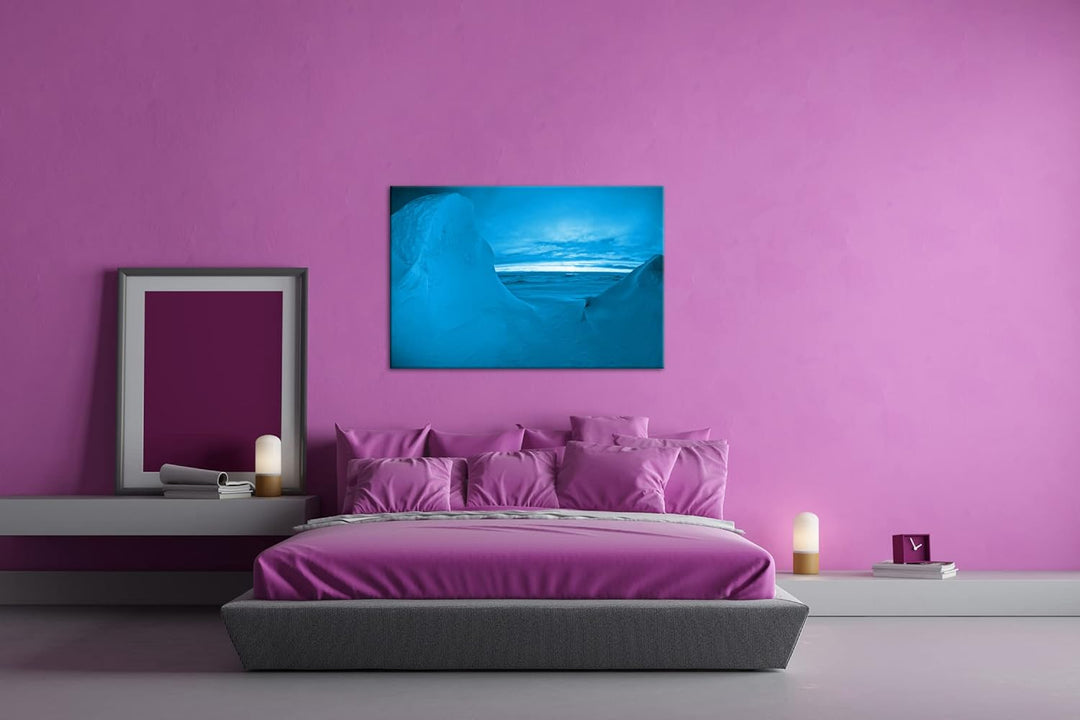 deyoli Sonnenaufgang am Nordpol Format 80x60 Effekt: Monocrome Blau als Leinwandbild, Motiv fertig g