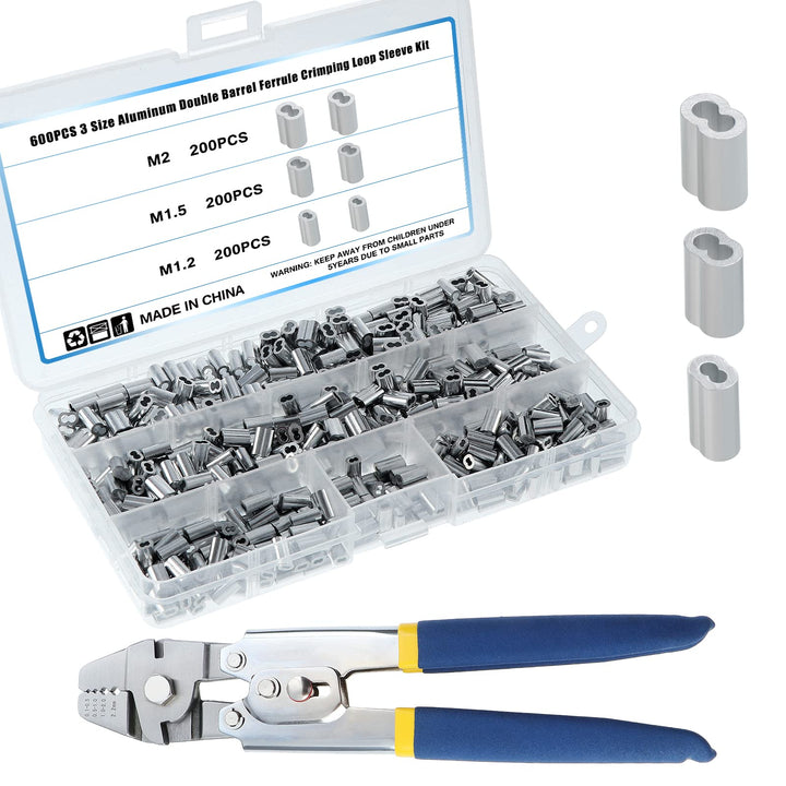 601 Stk Drahtseil Crimpwerkzeug,Draht Crimpzange zum Angeln 0.1-2.2 mm,Drahtseil Crimper Drahtschnei