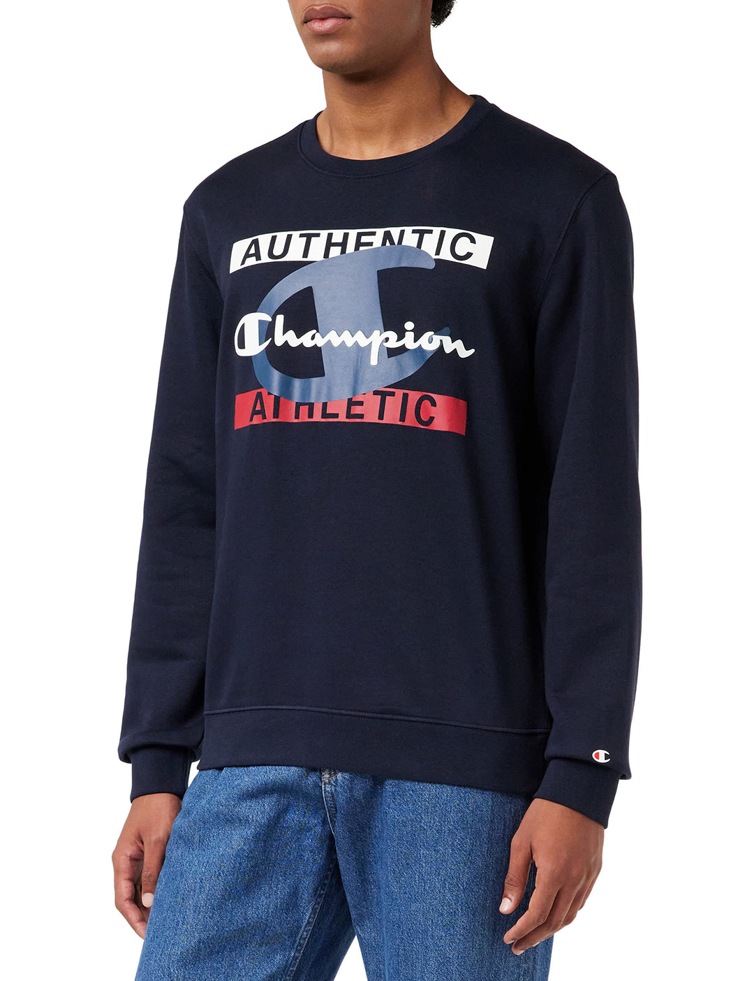 Champion Herren Graphic Shop Authentic-Fall Fleece Crewneck Kapuzenpullover S Marineblau, S Marinebl