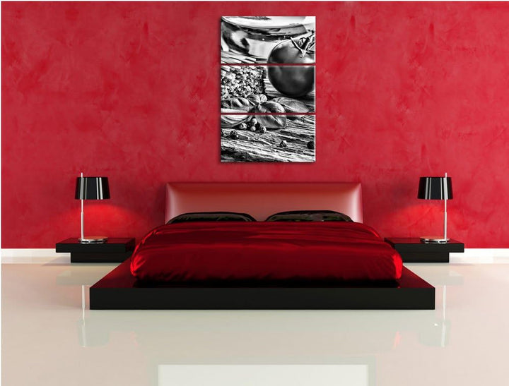 Pixxprint Spaghetti mit Tomaten und Parmesan als Leinwandbild/Grösse: 3 Teilig (120x80) / Wandbild/K