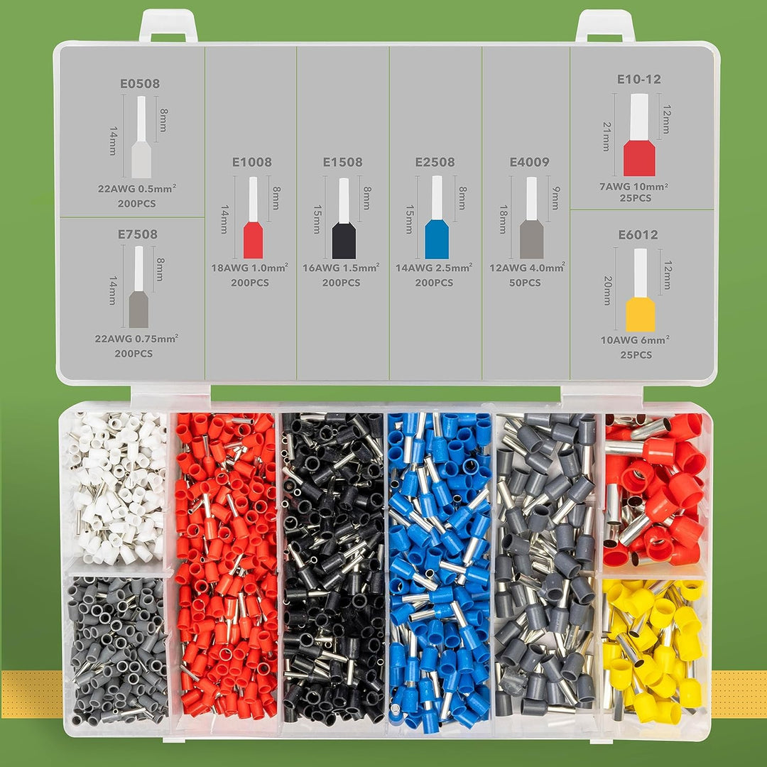 BLOSTM Crimpzangen Aderendhülsen Set Reichweite Einstellbare Ratsche Aderendhülsenzange 0.25-10mm²/a