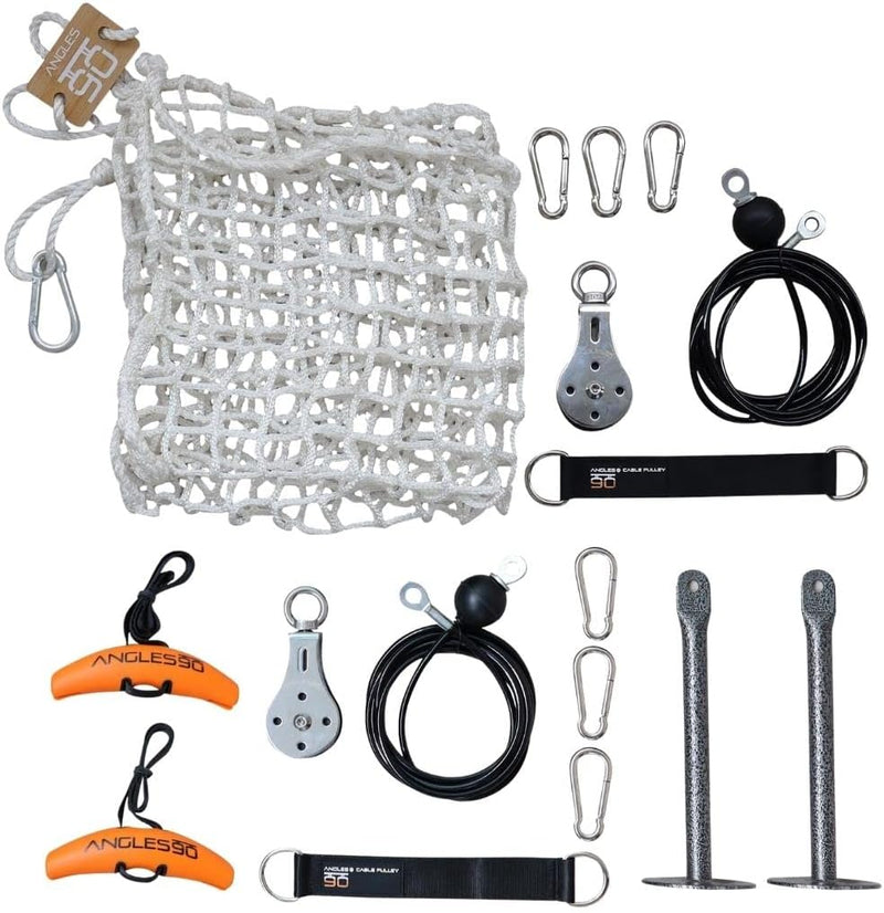 A90 Cable Pulley Set - Professionelles Kabelzug Trainingsgerät mit 2 Seilzug Kabel und multifunktion