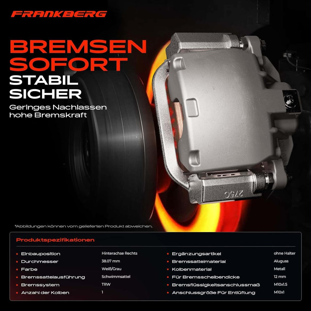 Frankberg Bremssattel Bremszange Hinten Rechts Kompatibel mit 607 9D 9U 2.0L-3.0L 2004-2011 Replace#