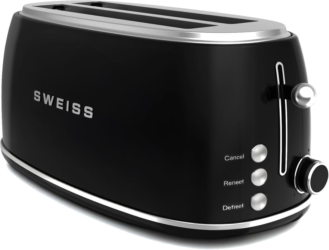 SWEISS Vintage Toaster GRV9, 2 Schlitze, 6 Bräunungsstufen, Spezialbreite für Baguettes, Auftaufunkt