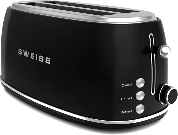 SWEISS Vintage Toaster GRV9, 2 Schlitze, 6 Bräunungsstufen, Spezialbreite für Baguettes, Auftaufunkt