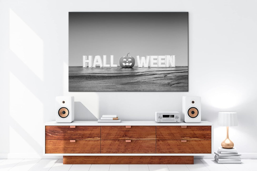 deyoli Halloween Logo Format: 100x70 Effekt: Schwarz&amp;Weiss als Leinwandbild, Motiv fertig gerahmt au