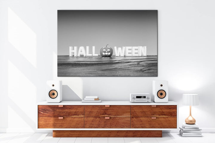 deyoli Halloween Logo Format: 100x70 Effekt: Schwarz&amp;Weiss als Leinwandbild, Motiv fertig gerahmt au