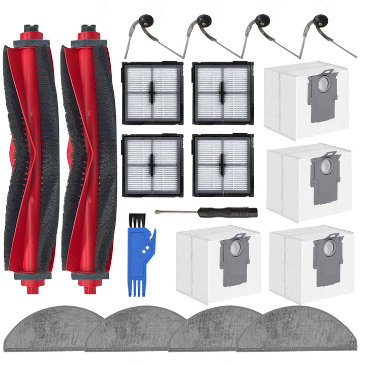 20 Stück Zubehörset für Roborock Q10 X5+ /Q10 X5 Roboterstaubsauger Ersatzteile, 2 Hauptbürsten, 4 F