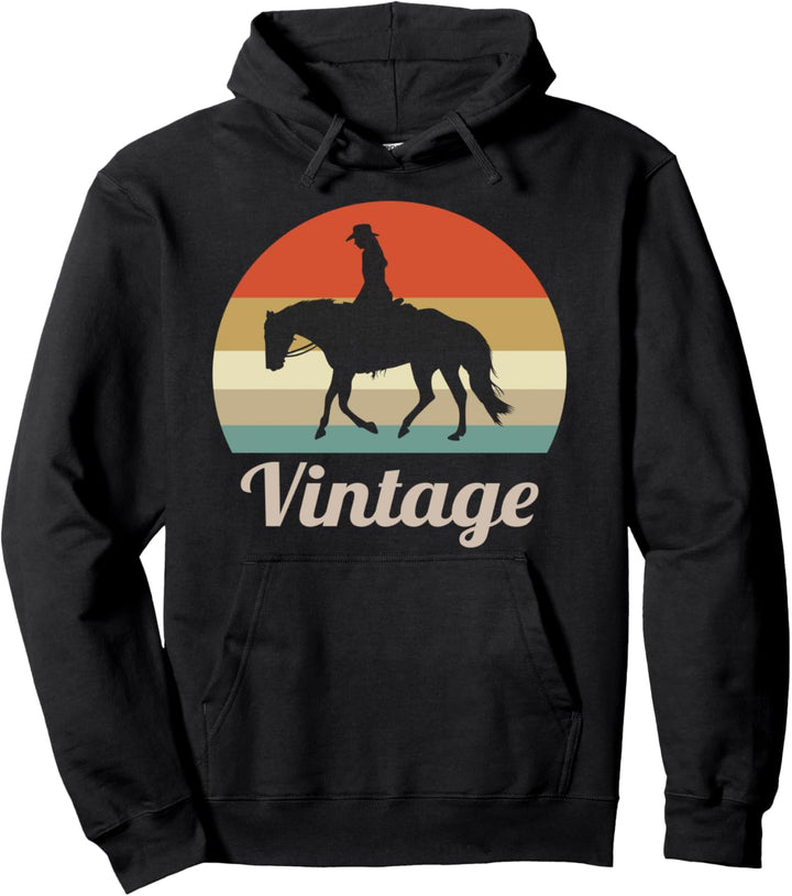 Westernreiten Westernreiterin Reiterin Retro Vintage Style Pullover Hoodie