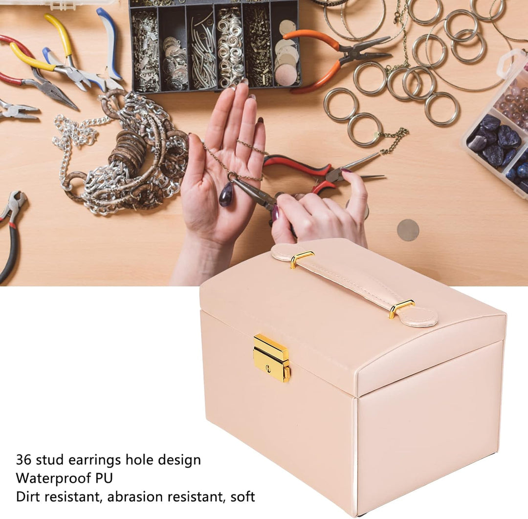 Juwelier Organizer Box, 3 Schichten Stauraum, PU -Ledermaterial mit Wichtigen Kleinen Schmuckschacht