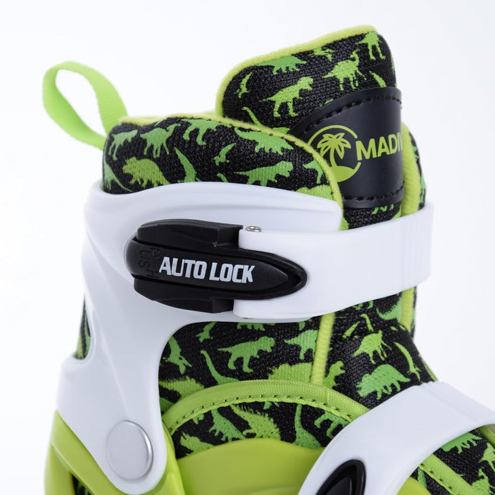 Madivo Dino Kinder Set 2in1 Inliner/Triskates VERSTELLBAR | ABEC-5 Rollschuhe | Inlineskates umbauba