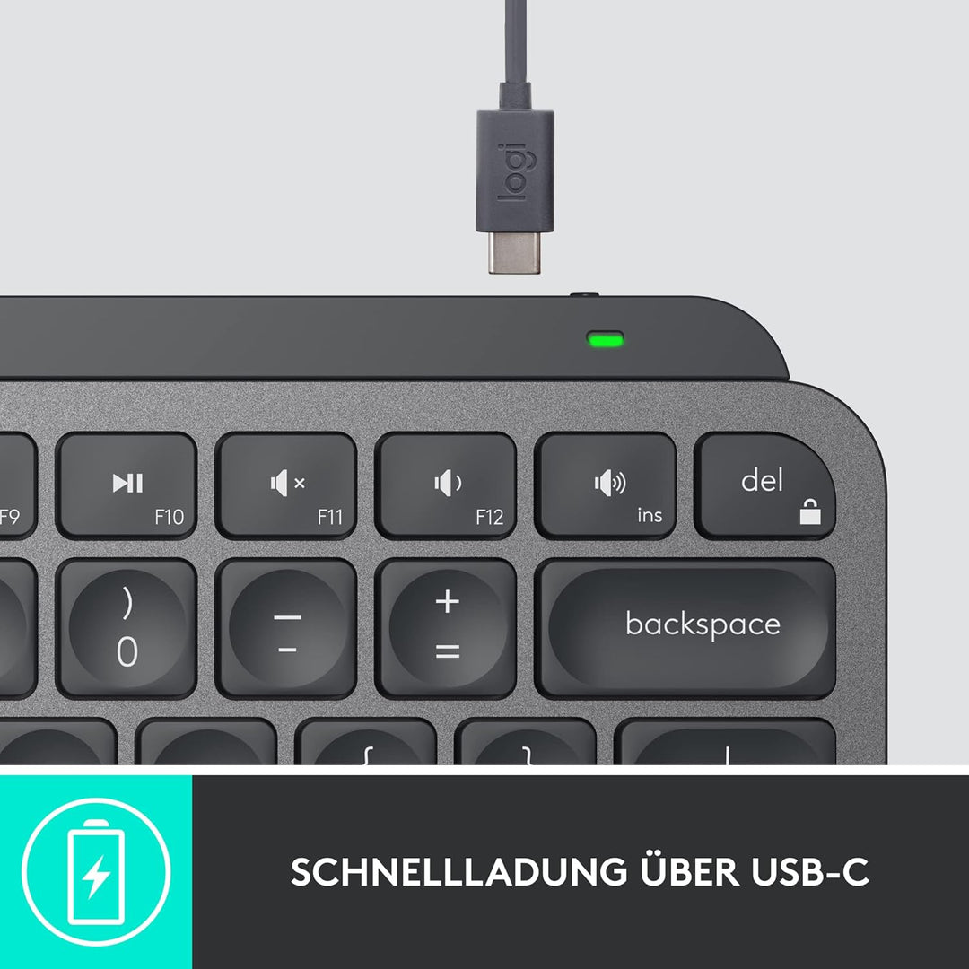 Logitech MX Keys Mini Wireless Illuminated Keyboard for Business, Kompakt, Logi Bolt USB-Empfänger,
