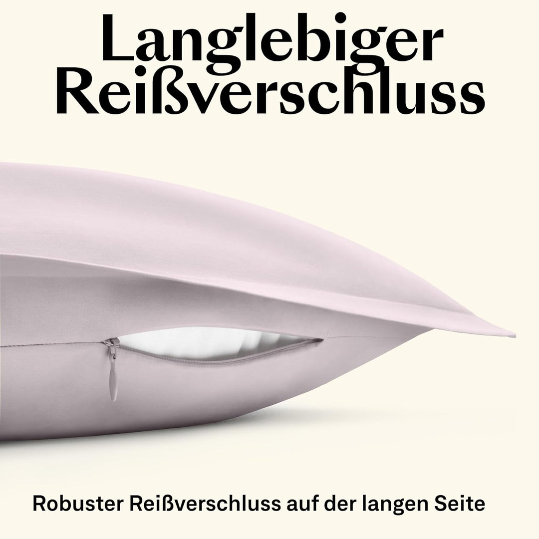 Mako Satin Kissenbezug 2er Set Kissenbezüge 65x65 cm, 100% ägyptische Baumwolle (Zertifiziert) rosa/