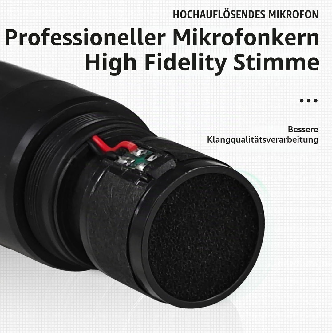 BOMGE Kabelloses Mikrofonsystem, Pro 4-K schnurloses Mikrofon-Set mit vier Handmikrofonen, Festfrequ