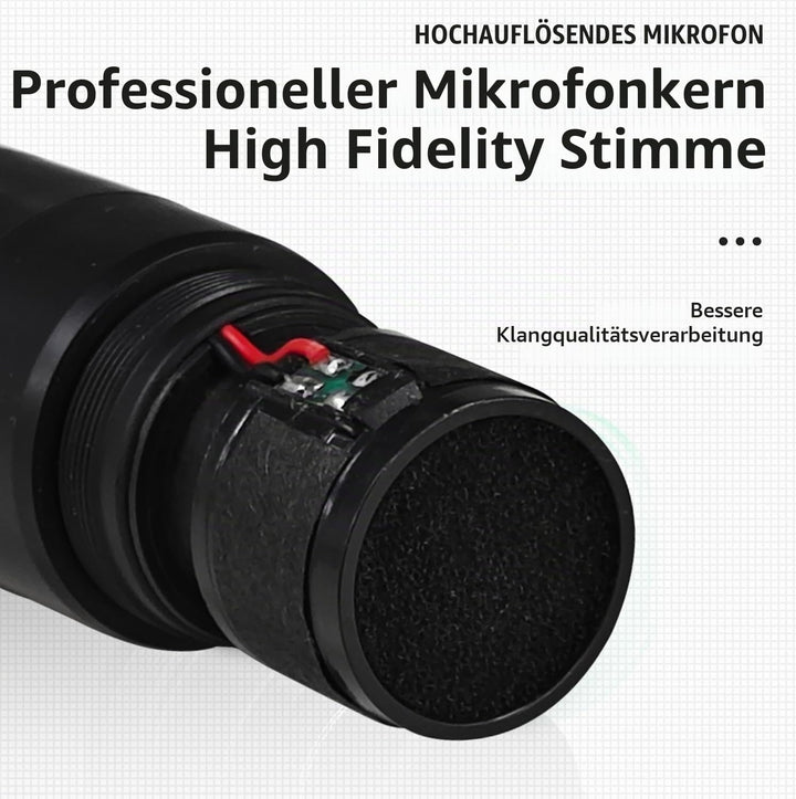 BOMGE Kabelloses Mikrofonsystem, Pro 4-K schnurloses Mikrofon-Set mit vier Handmikrofonen, Festfrequ