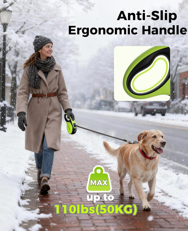 Pecute Hundeleine 8m, Rollleine für Hunde mit LED-Licht, 360° Verknotungsfreier verlängerter Leine,