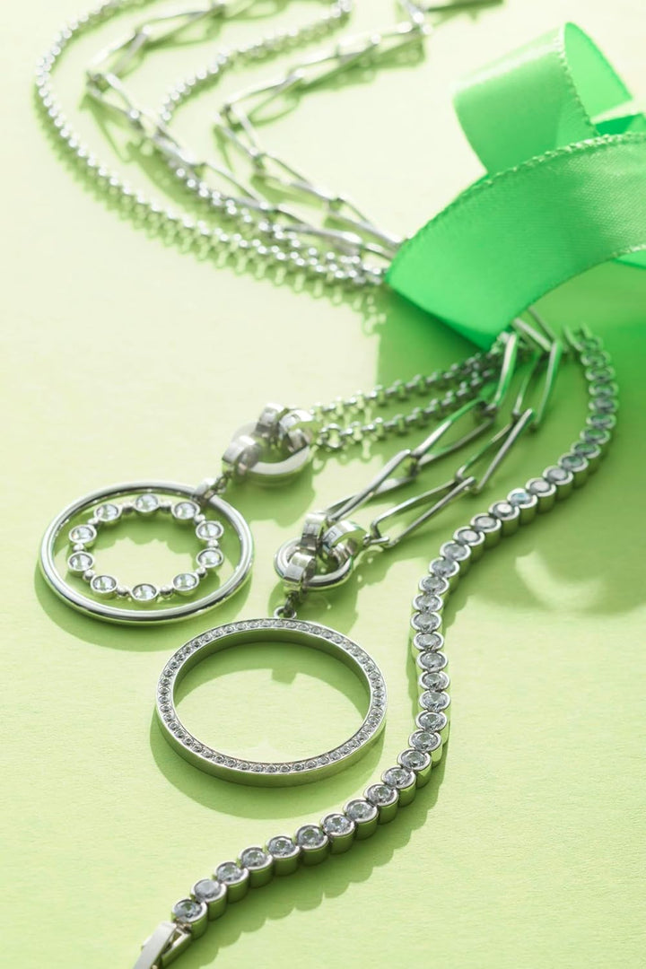 Leonardo Jewels Clip&amp;Mix Paola Halskette aus Edelstahl, klassische silberfarbene Erbskette, mittelll