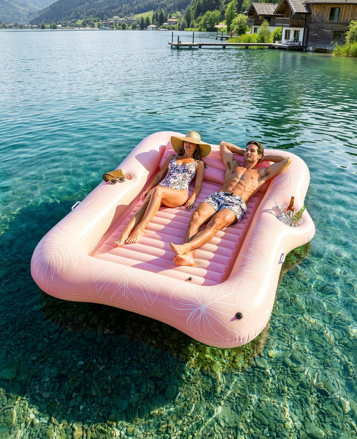 HeySplash Aufblasbares Pool Luftmatratze mit Tassenhalter, Pool Aufblasbares Bett in Meerjungfrau Sc