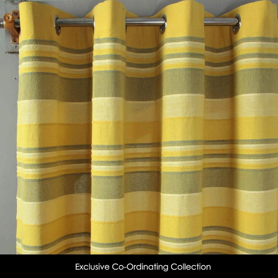 Homescapes handgewobener Vorhang Morocco gelb grün 2er Set Ösenvorhang 140 x 140 cm (Breite x Länge)