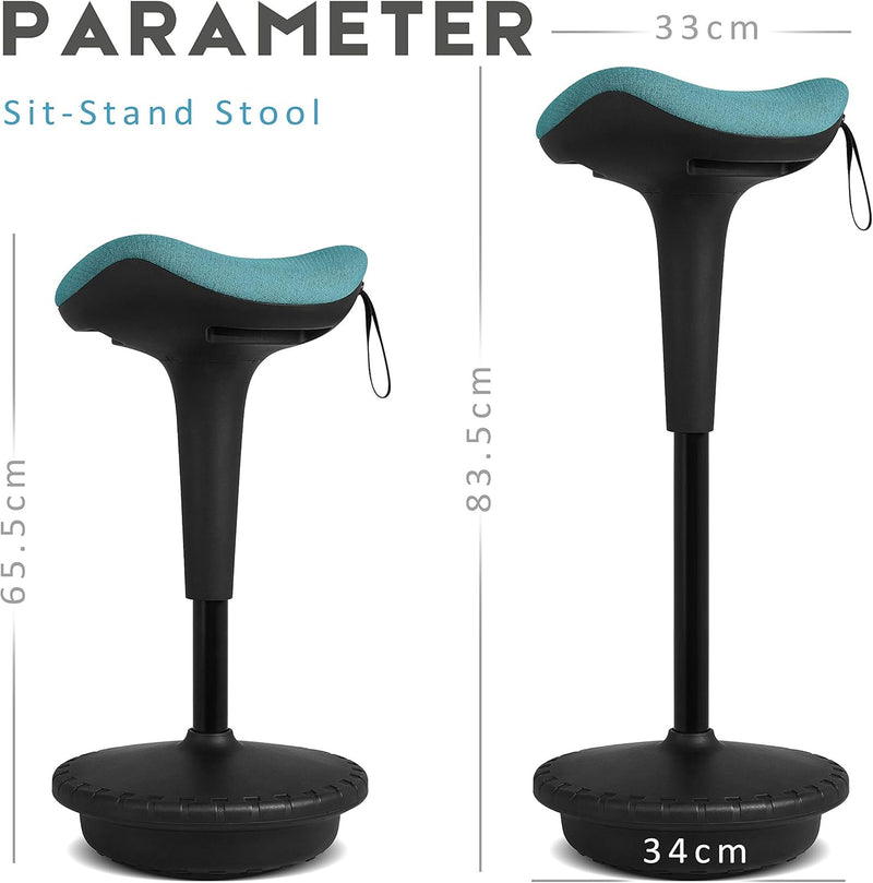 IWMH Ergonomischer Arbeitshocker, Hochverstellbare Stehhilfe,  Atmungsaktiver Sitz-Steh-Hocker 360°