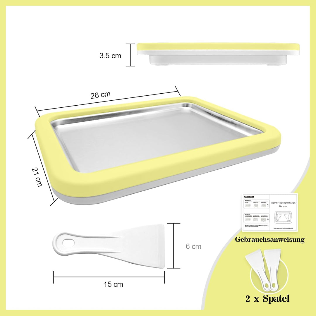 Eisplatte Eis Rolls zum Eis Machen DIY, Ice Cream Machine rolls maker mit 2 Spateln, Gelato Rollmasc