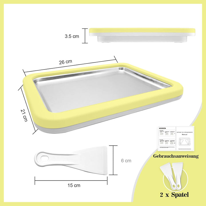 Eisplatte Eis Rolls zum Eis Machen DIY, Ice Cream Machine rolls maker mit 2 Spateln, Gelato Rollmasc