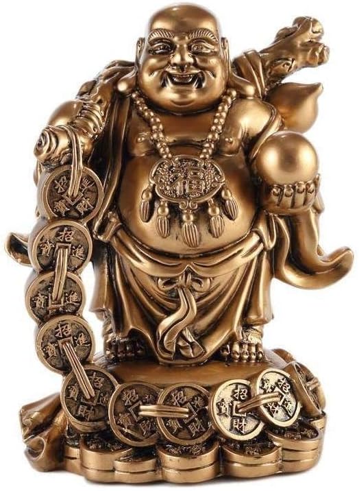 Lachender Buddha 12x10x18cm Goldfarben, 12x10x18cm Goldfarben