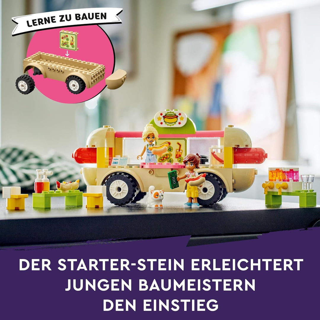 LEGO Friends Hotdog-Truck, Mobiles Restaurant-Spielzeug für Kinder ab 4 Jahre, Set mit Auto, Figuren