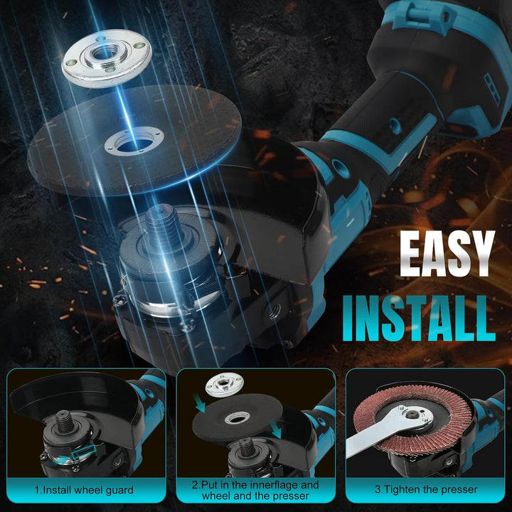 Akku Winkelschleifer für Makita 18V Akku (Ohne Akku), 600W Bürstenloser Profi-Schleifer, 125mm Schei