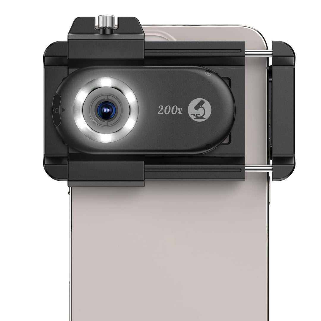 200x Handy-Mikroskop linse mit CPL,Handy-Mikroskoplinse mit LED UV-Licht/Universal-Clip, praktisches
