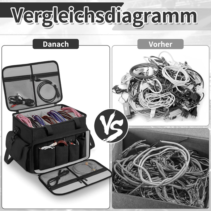 DJ Tasche, 1680D Nylon DJ Gigbag mit Abnehmbaren Trennwänden und Boden, DJ Kabel Organizer Tasche fü