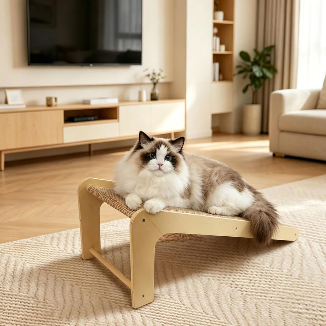 Kratzbretter Katze Kratzsäule – 68 cm H Dual-Use Katzen Kratzbrett - L-förmige Massivholz &amp; Sisal fü