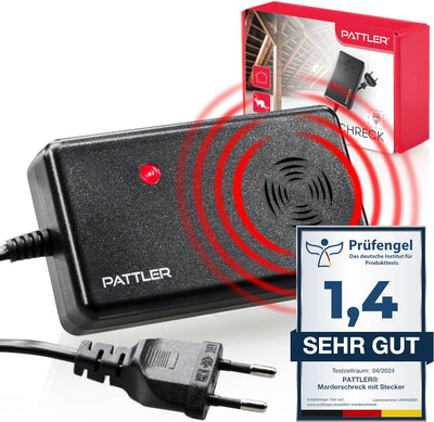 PATTLER® Marderschreck mit Stecker für 60m² - perfekt für Dachboden, Haus, Garten, Garage - Anschlus