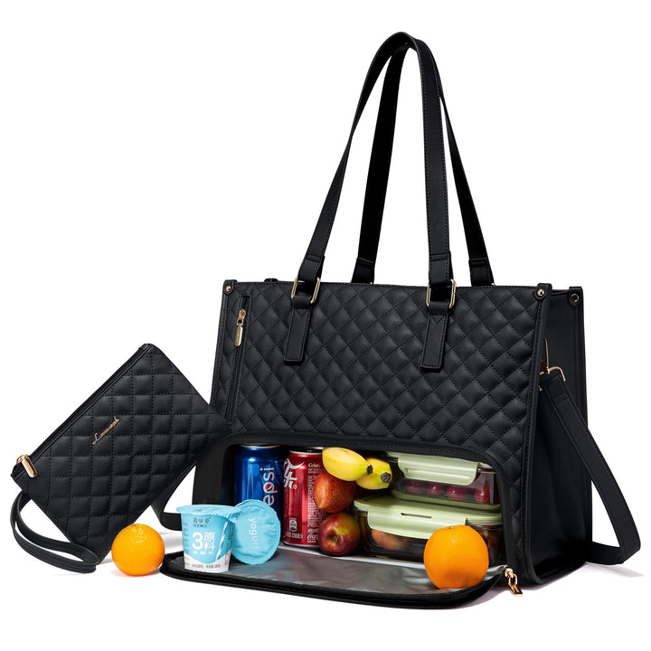LOVEVOOK Laptoptasche Damen mit Isolierted Lunch-Fach, 15,6 Zoll Laptop Handtasche, Arbeitstasche Le